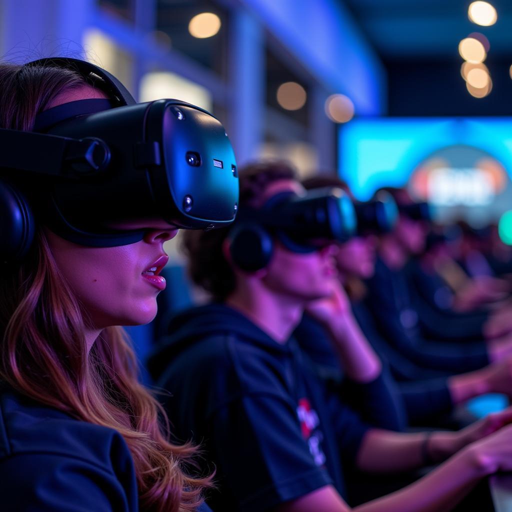 Attendees experiencing Virtual Reality gaming at Merge Festival.