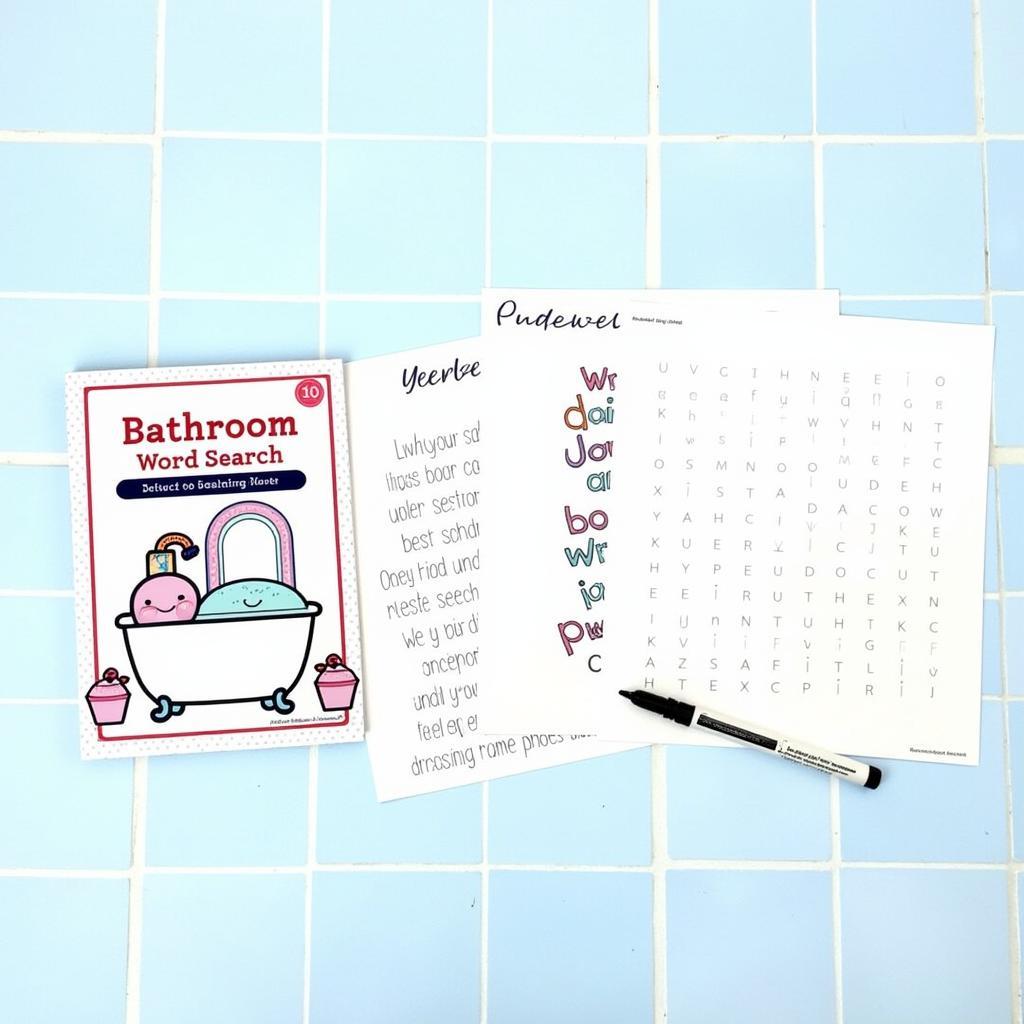 Variety of waterproof bathroom word search options