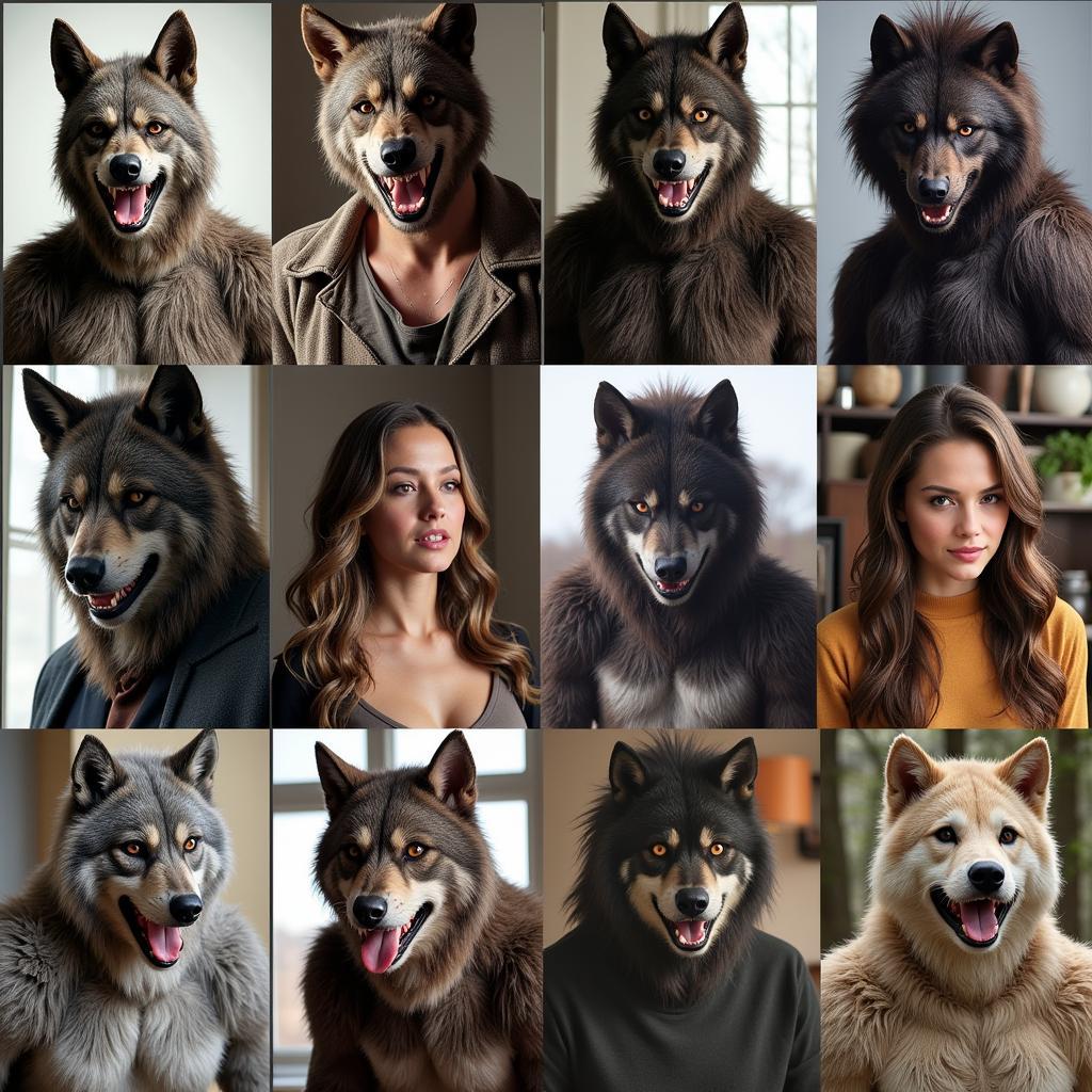 Different styles of werewolf costumes