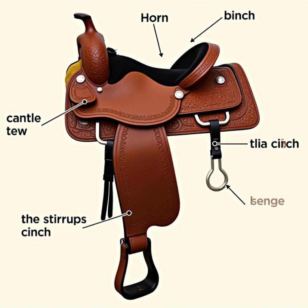 Close-up of a western saddle highlighting its key features