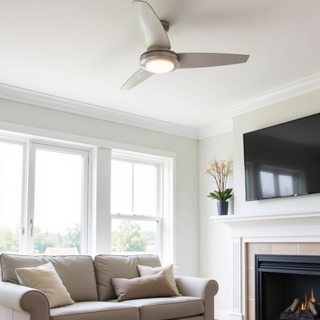 White Ceiling Fan Hugger in Modern Living Room