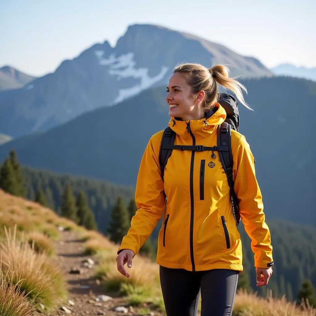 Woman Hiking in Ariel Jacket