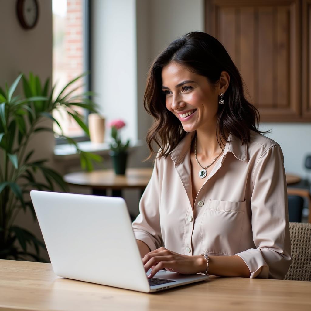 Woman Shopping for Jewelry Online