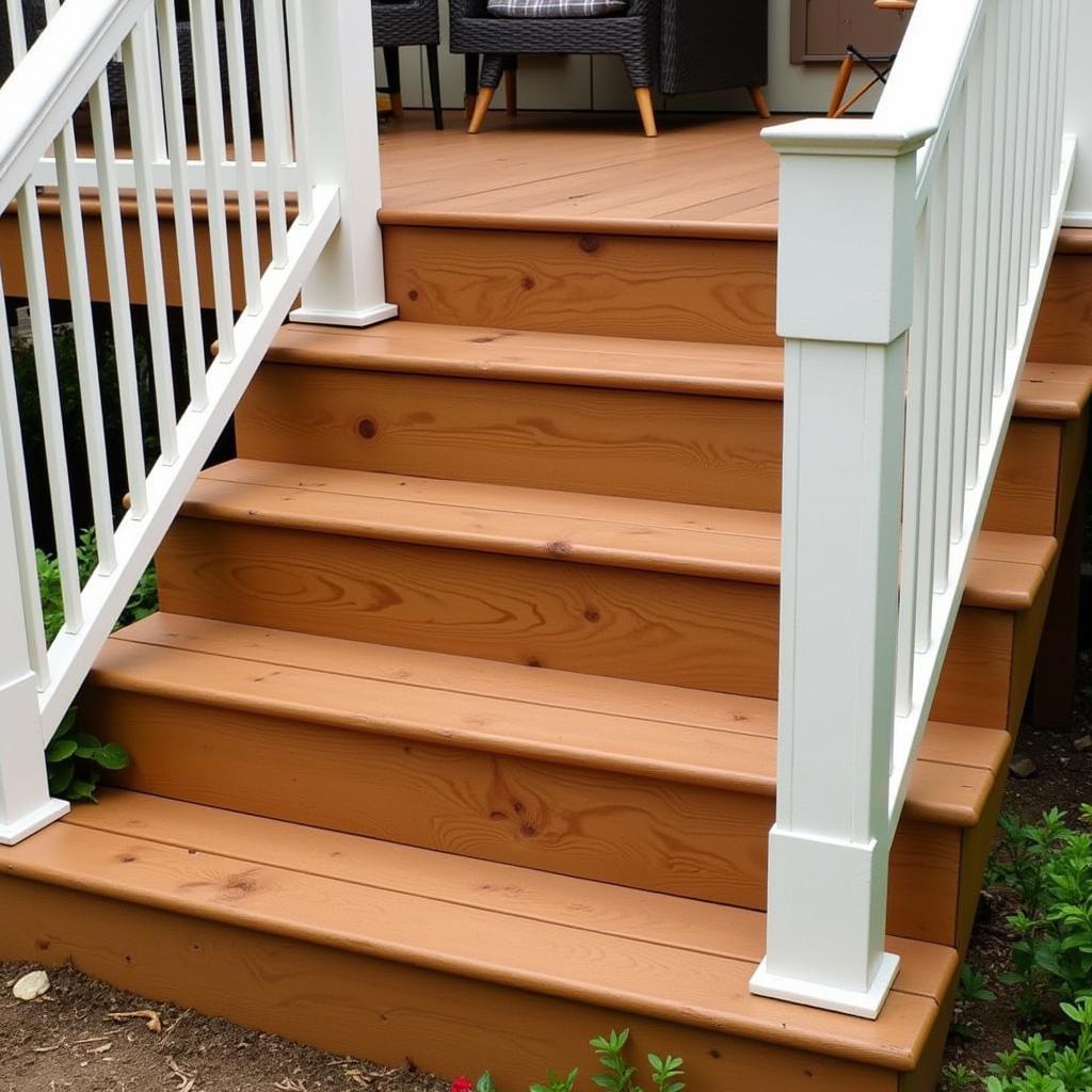 Wooden Deck Stairs with Railings