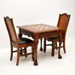 Elegant wooden chess table and chairs set