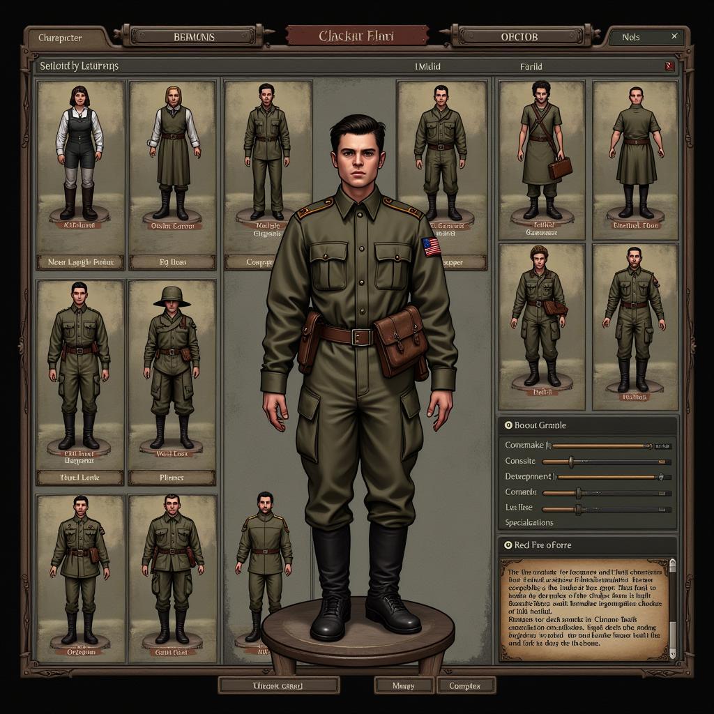 World War 2 RPG Character Creation Screen