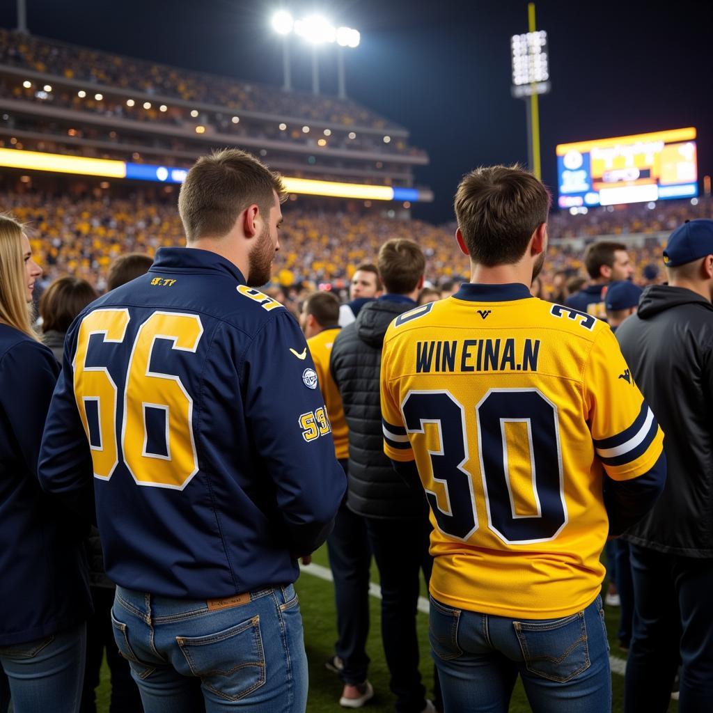 WVU Football Fans Sporting Custom Jerseys