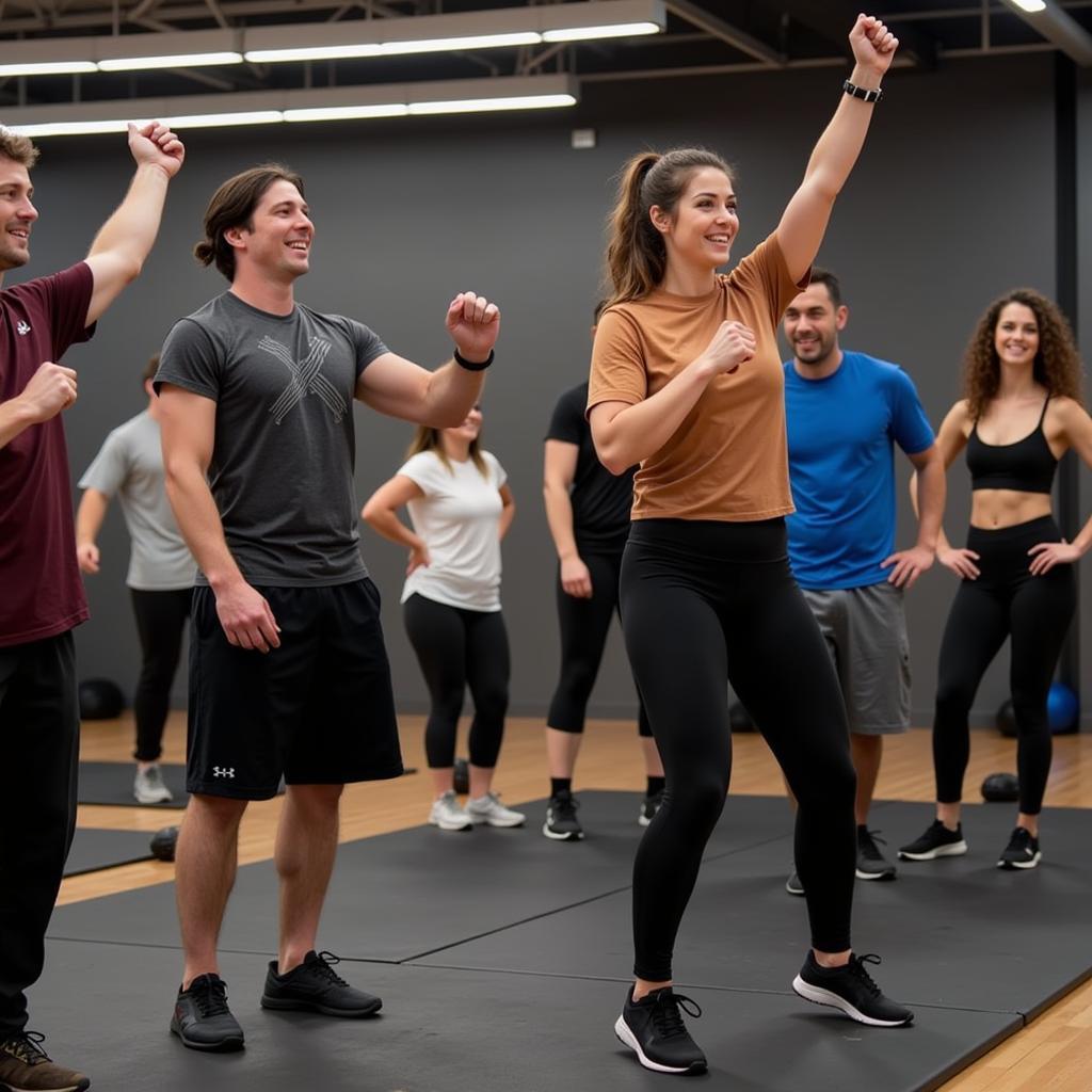 Group fitness class participating in an X3 Sports workout