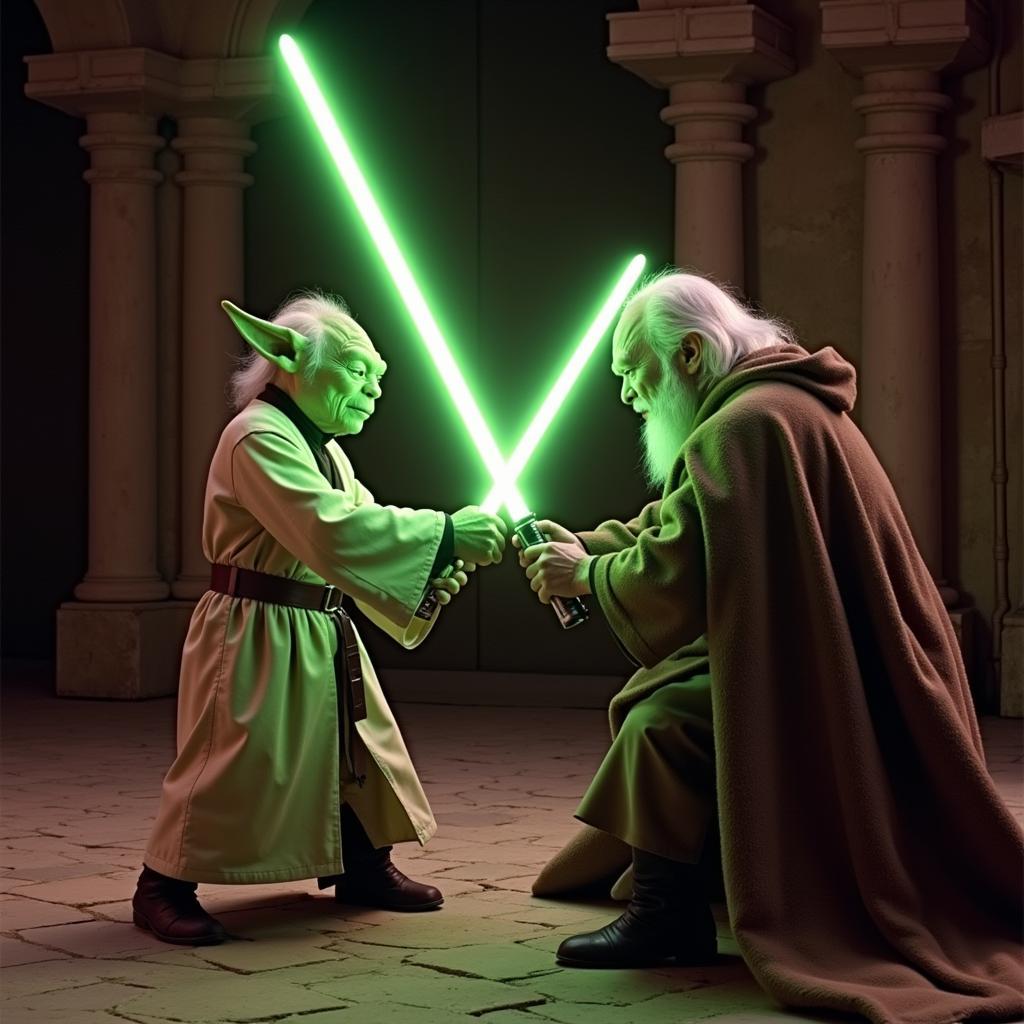 Yoda's Agile Lightsaber Duel with Count Dooku