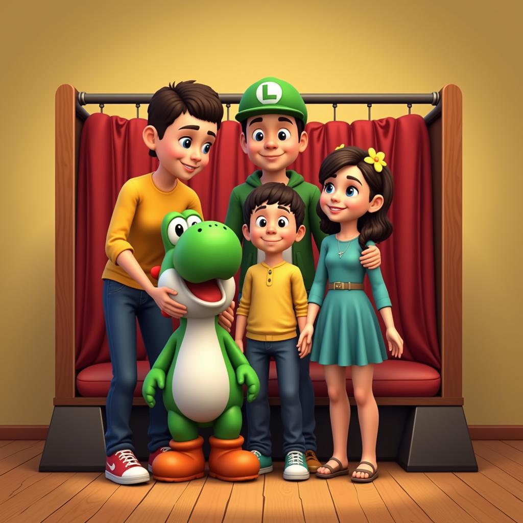 Yoshi Themed Family Portrait in The Sims 4