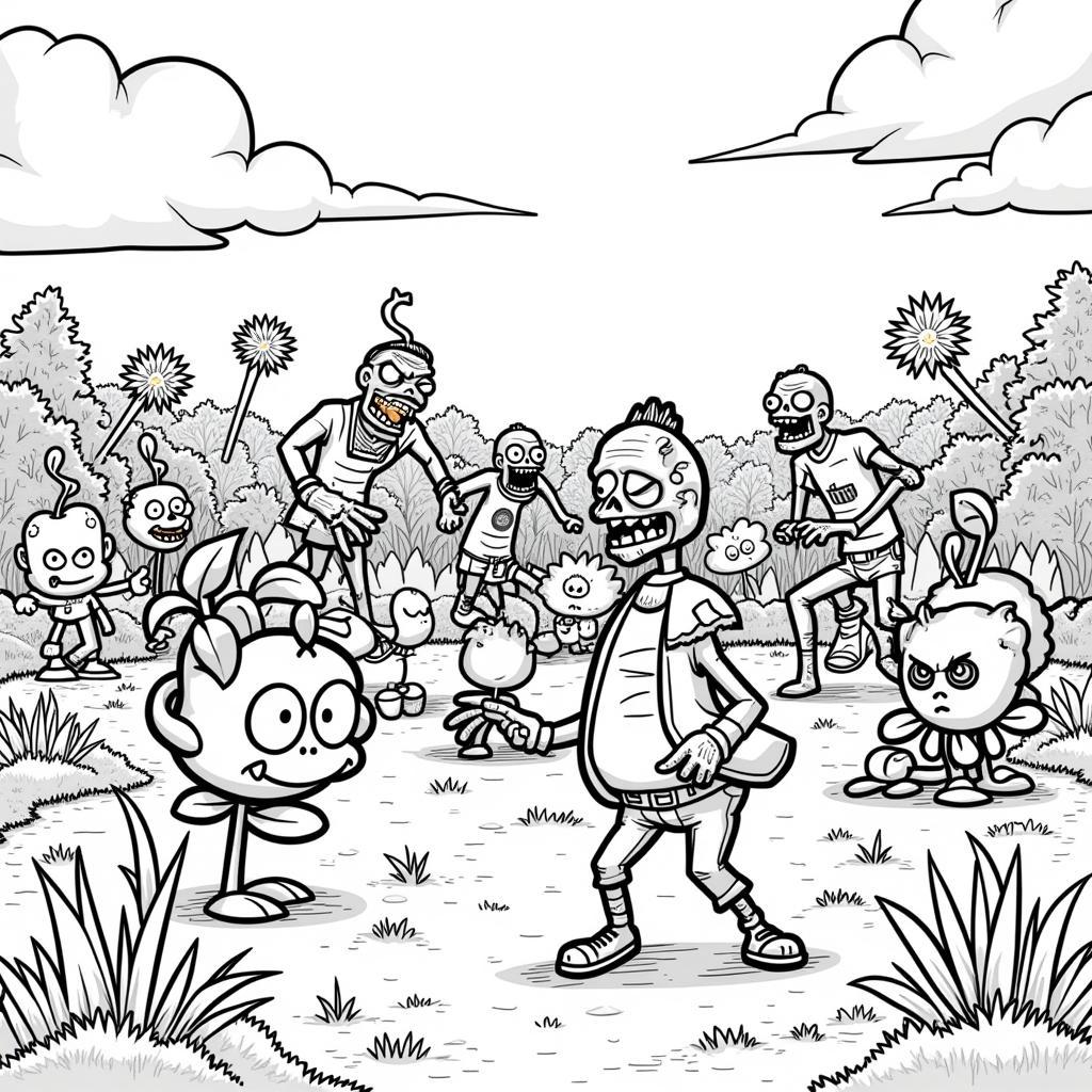 Epic Battle Scene Coloring Page