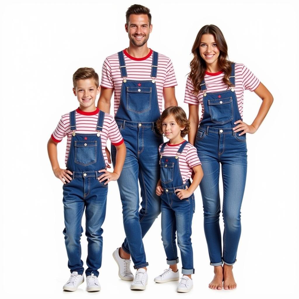 4th of July Overalls Family: Matching Outfits for Kids and Adults