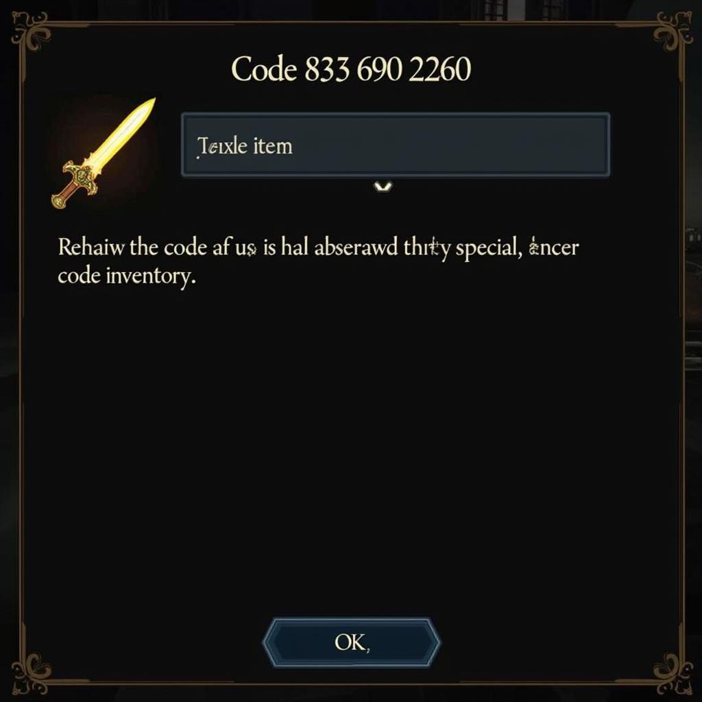 In-game Item Code Example Showing 833 690 2260