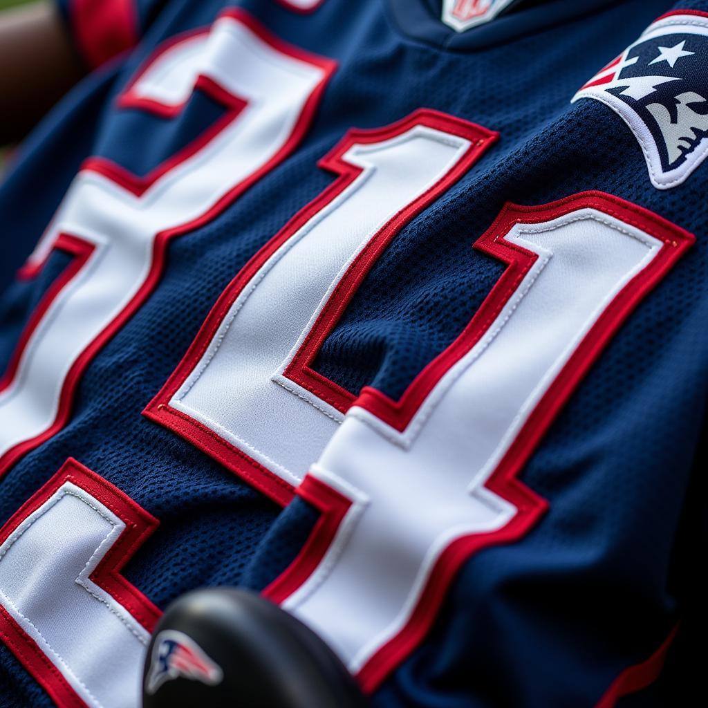 90s Patriots Royal Blue Jersey and Pat Patriot Helmet