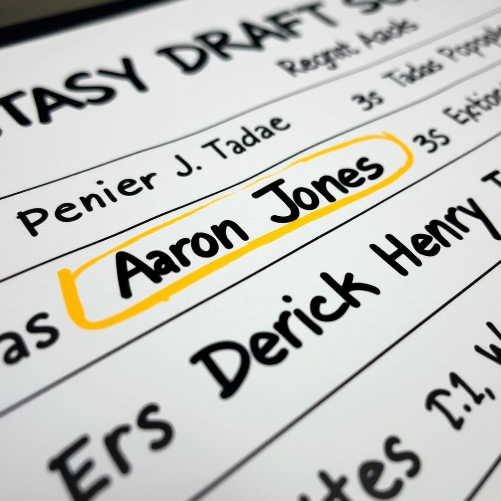 Aaron Jones and Derrick Henry on a fantasy football draft board.