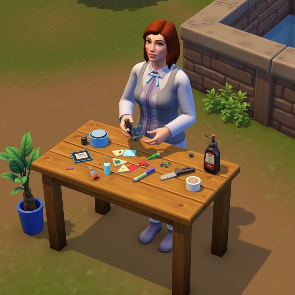 Crafting in Acorn Meadows: Players crafting unique items and customizing their homes.