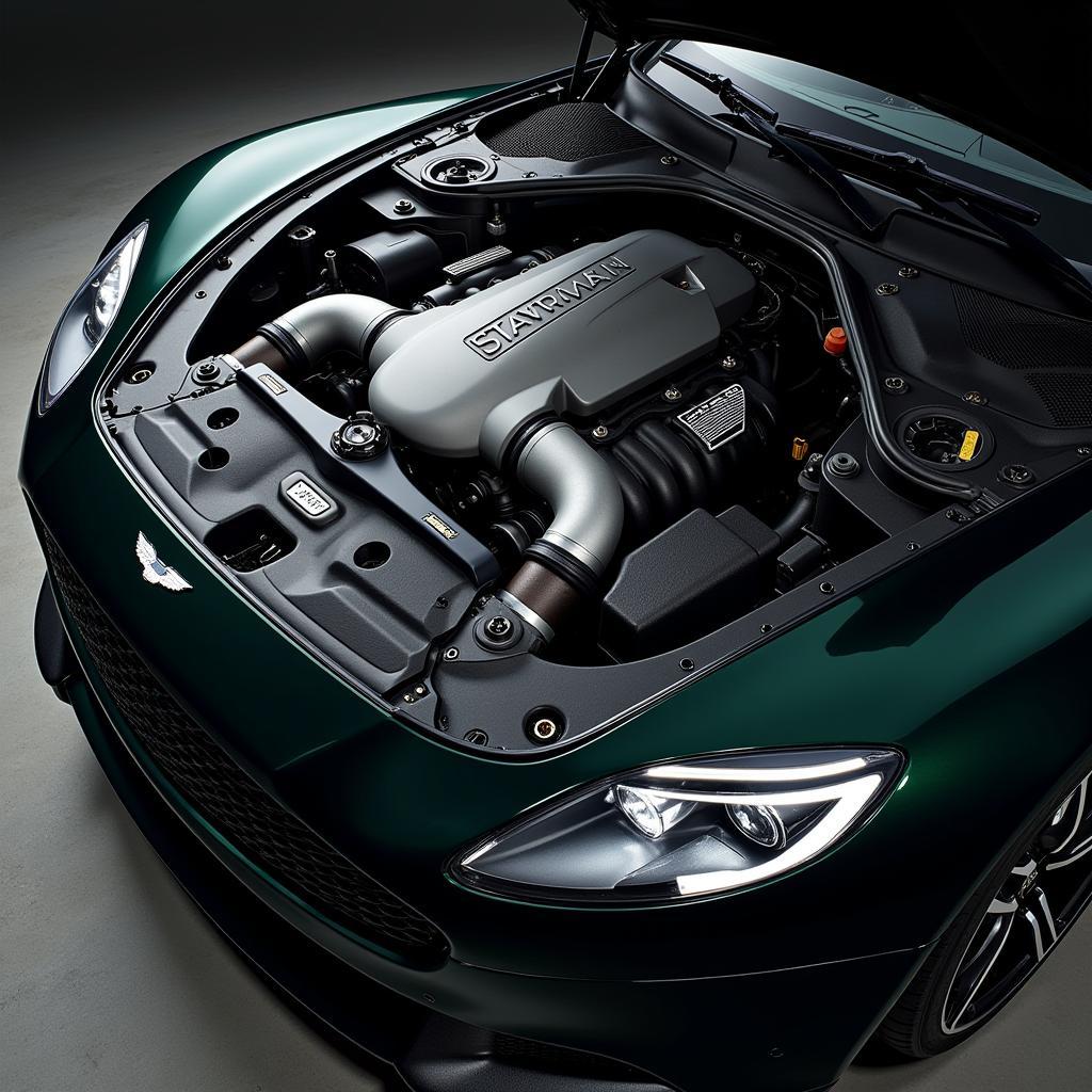 Detailed view of the ACR Aston Martin's powerful engine