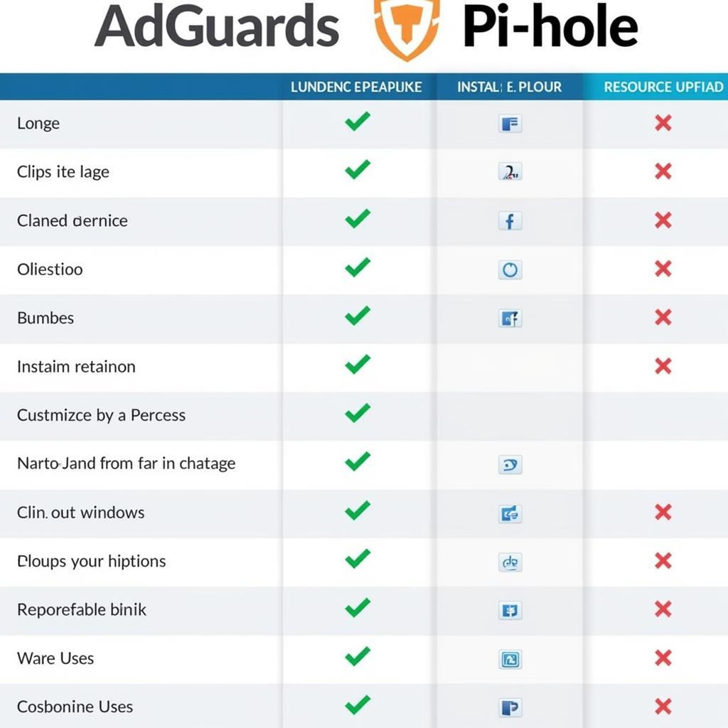 AdGuard vs Pi-hole comparison table highlighting key features and differences