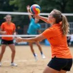 Volleyball Player Executing a Cut Shot