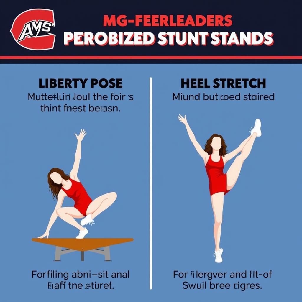 Advanced cheer stunt stands: Liberty and Heel Stretch