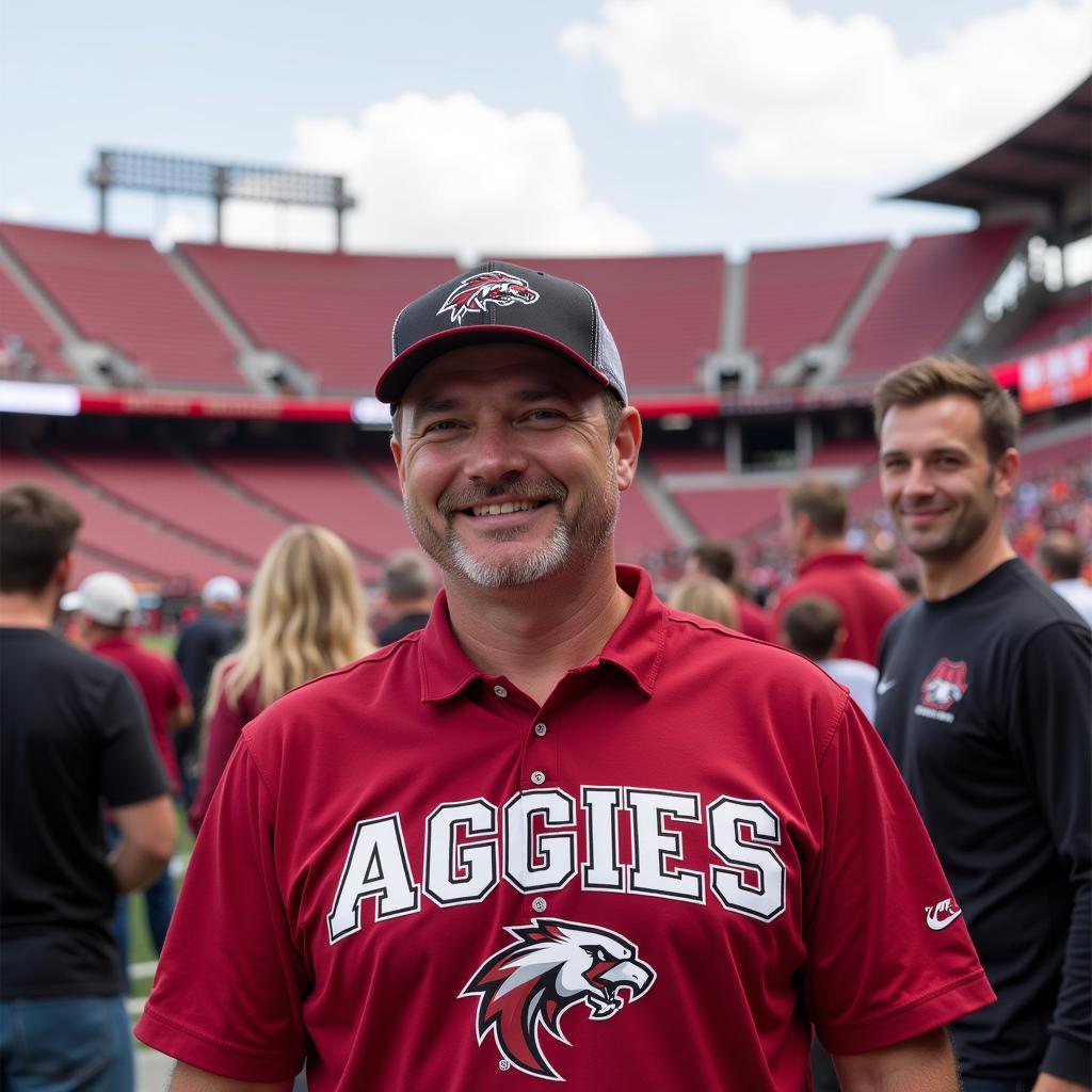 Aggies Fan Wearing a Football Shirt