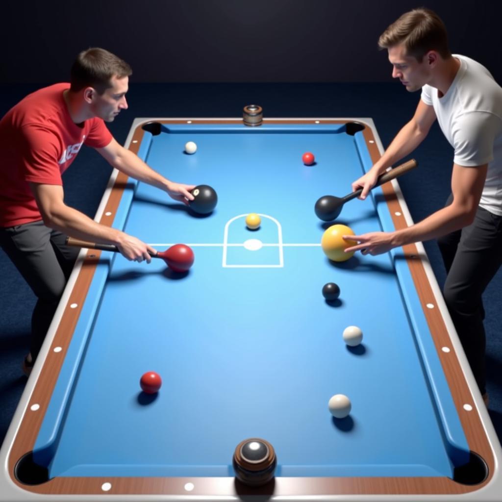 Air Hockey Pool Table Gameplay Scenario