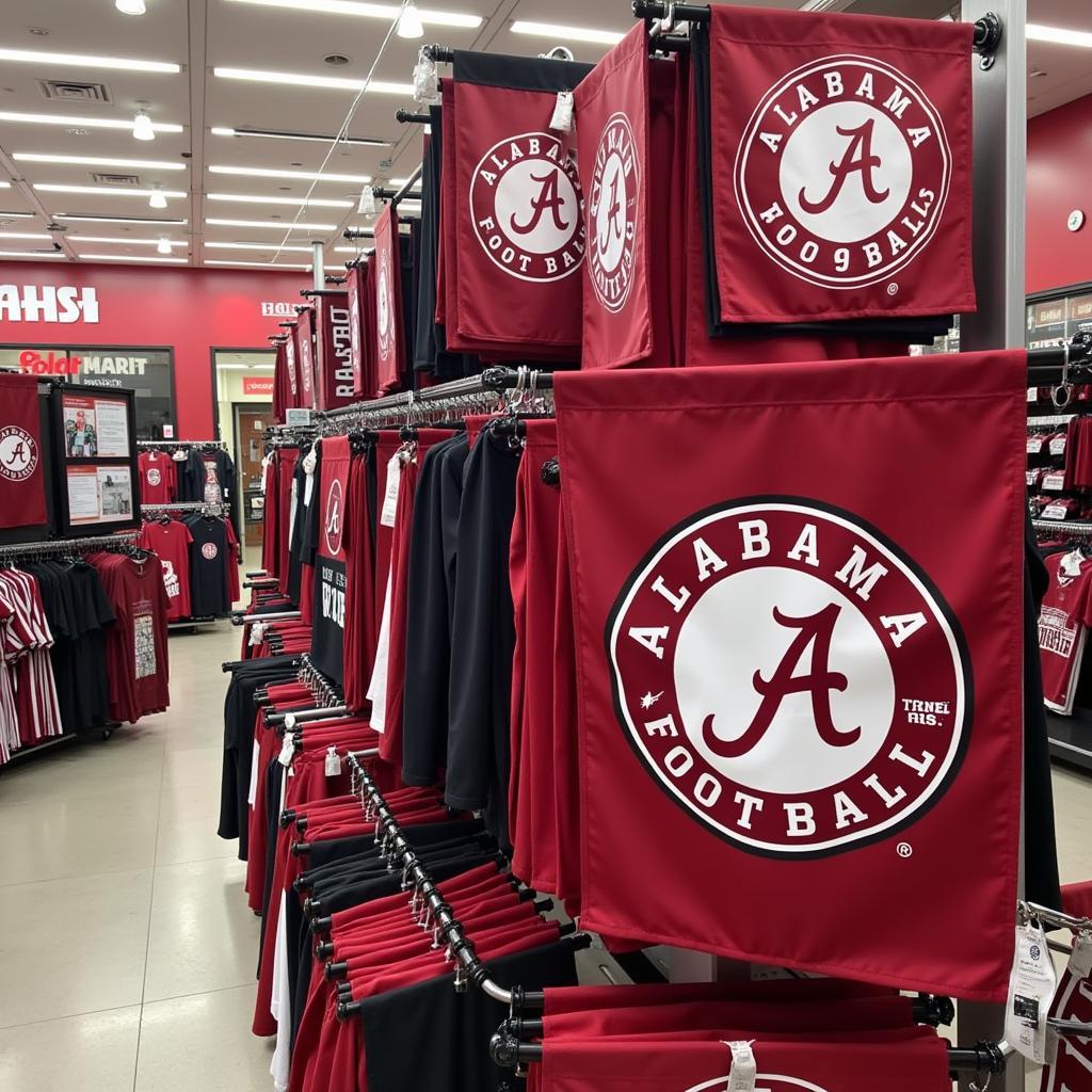 Alabama Football House Flags Displayed in a Retail Setting