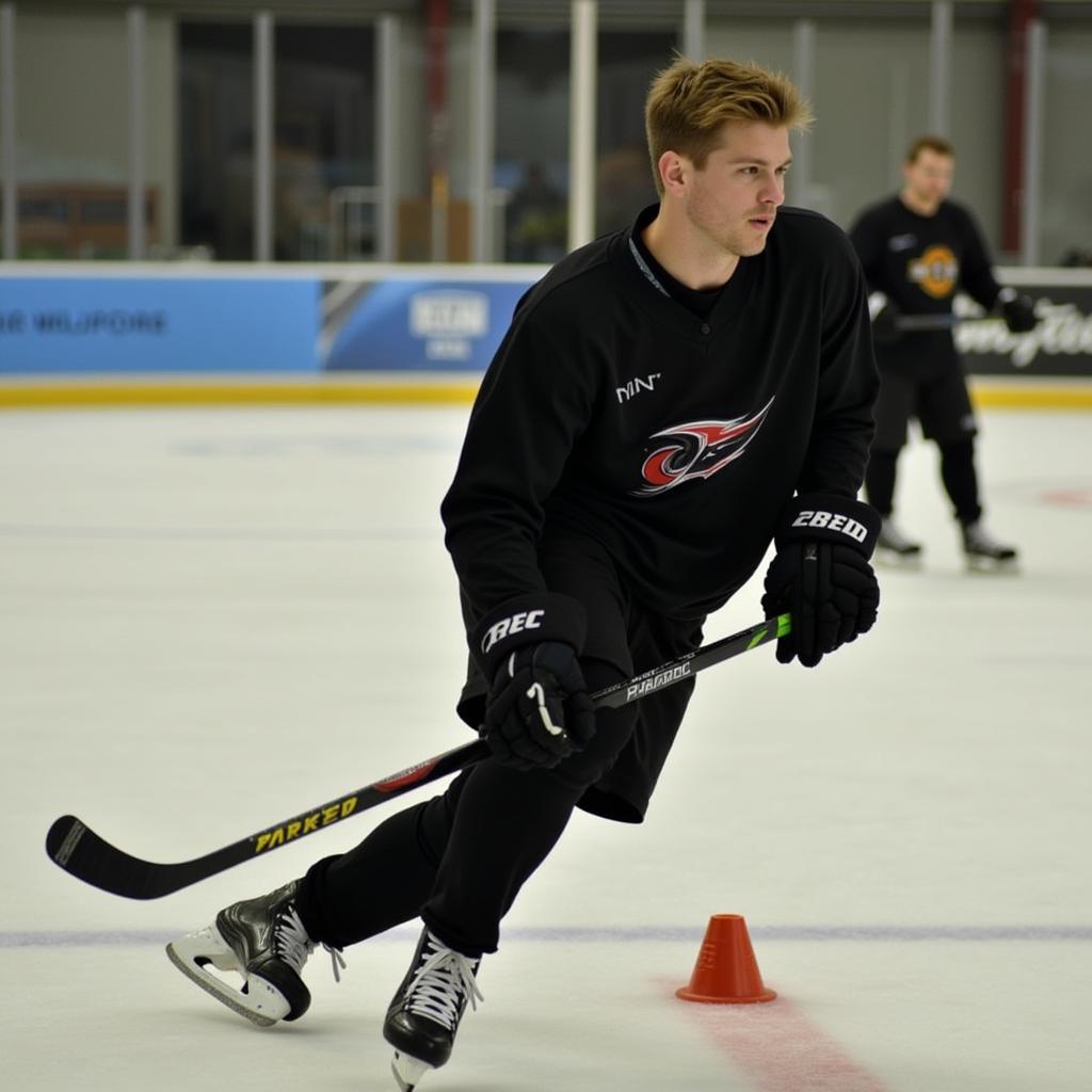 Alex Carlson showcasing his hockey skills