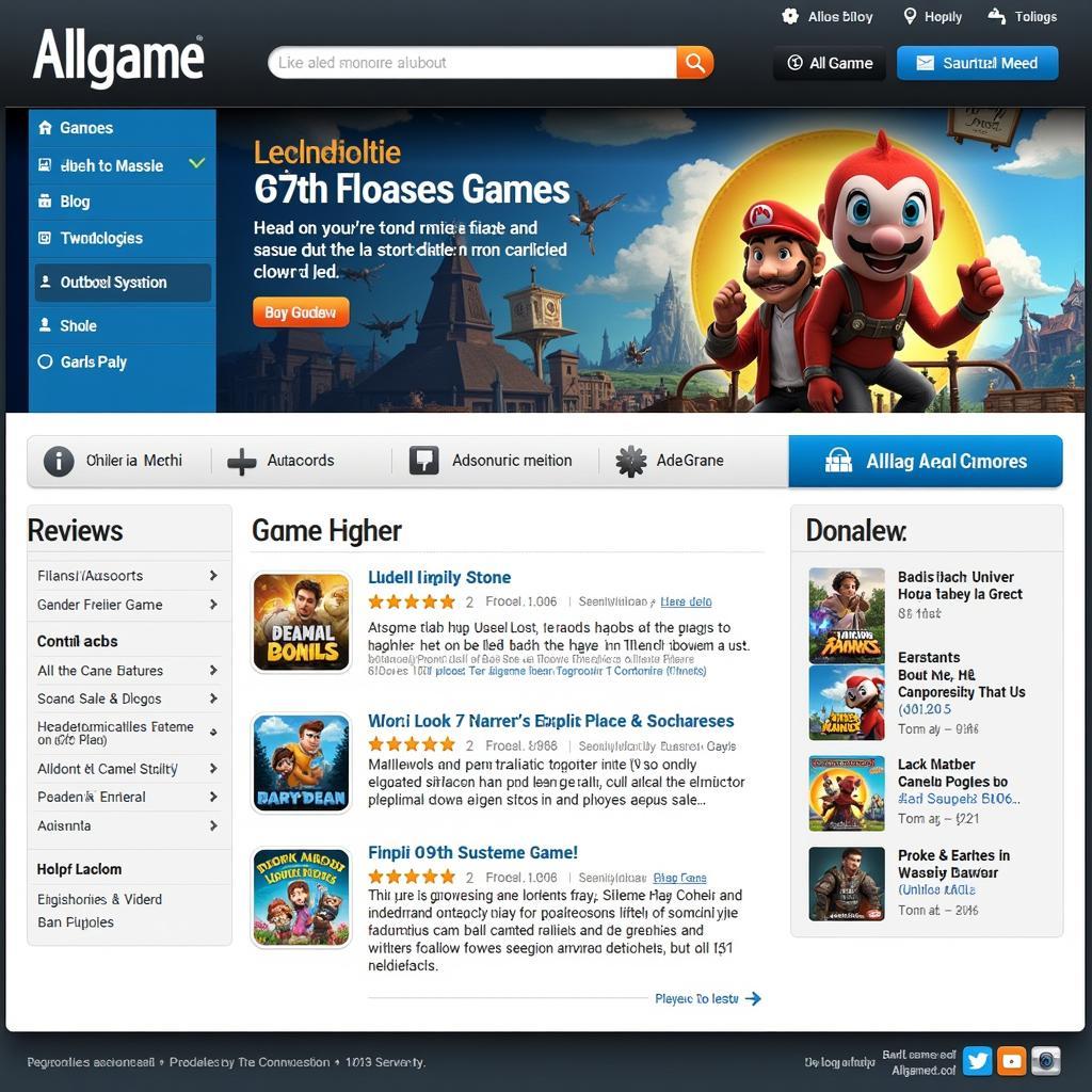 Screenshot of the Allgame Website