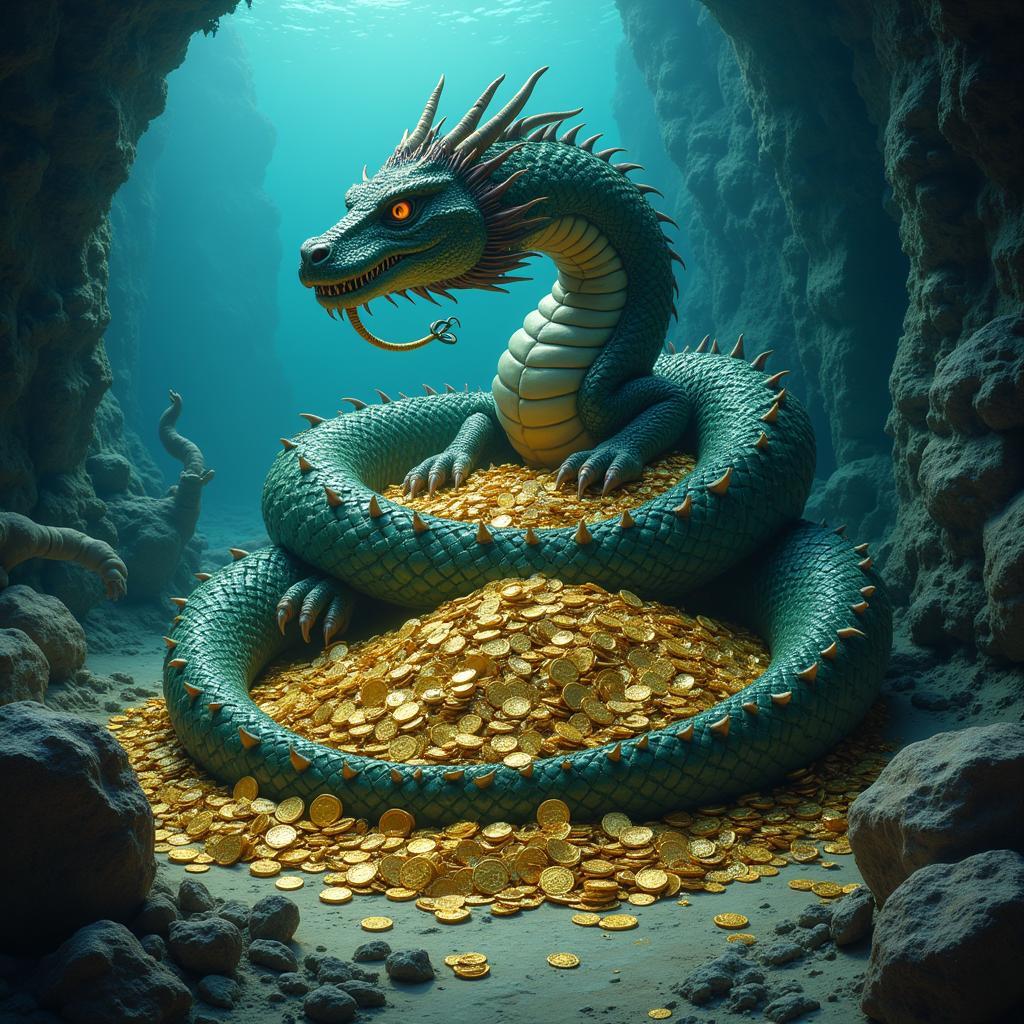 Ancient Deep Dragon Guarding Treasure