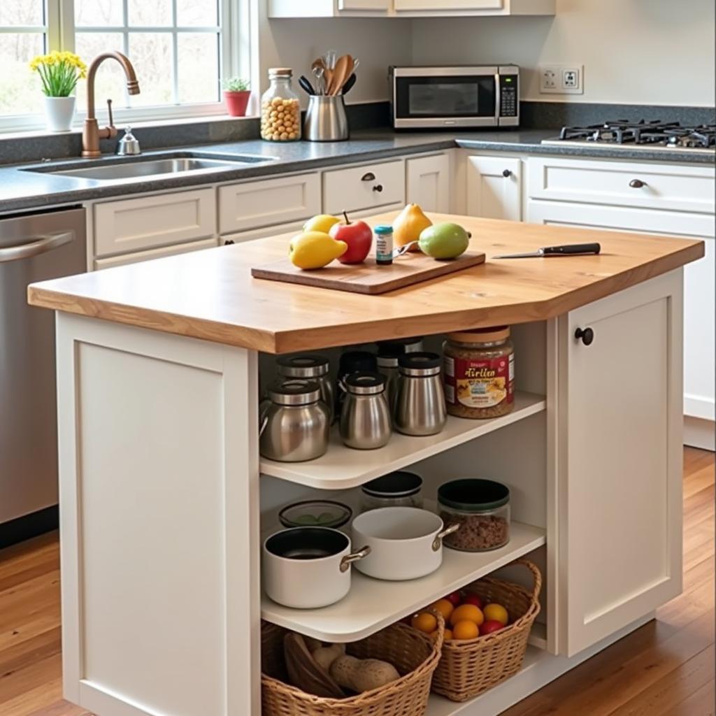 Angled Kitchen Island as a Prep Area