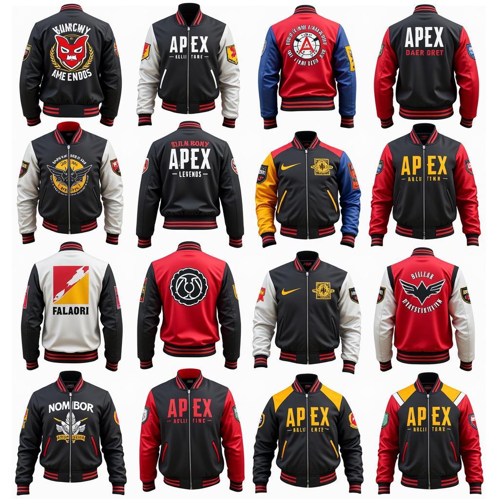 Different variations of the Apex Legends bomber jacket