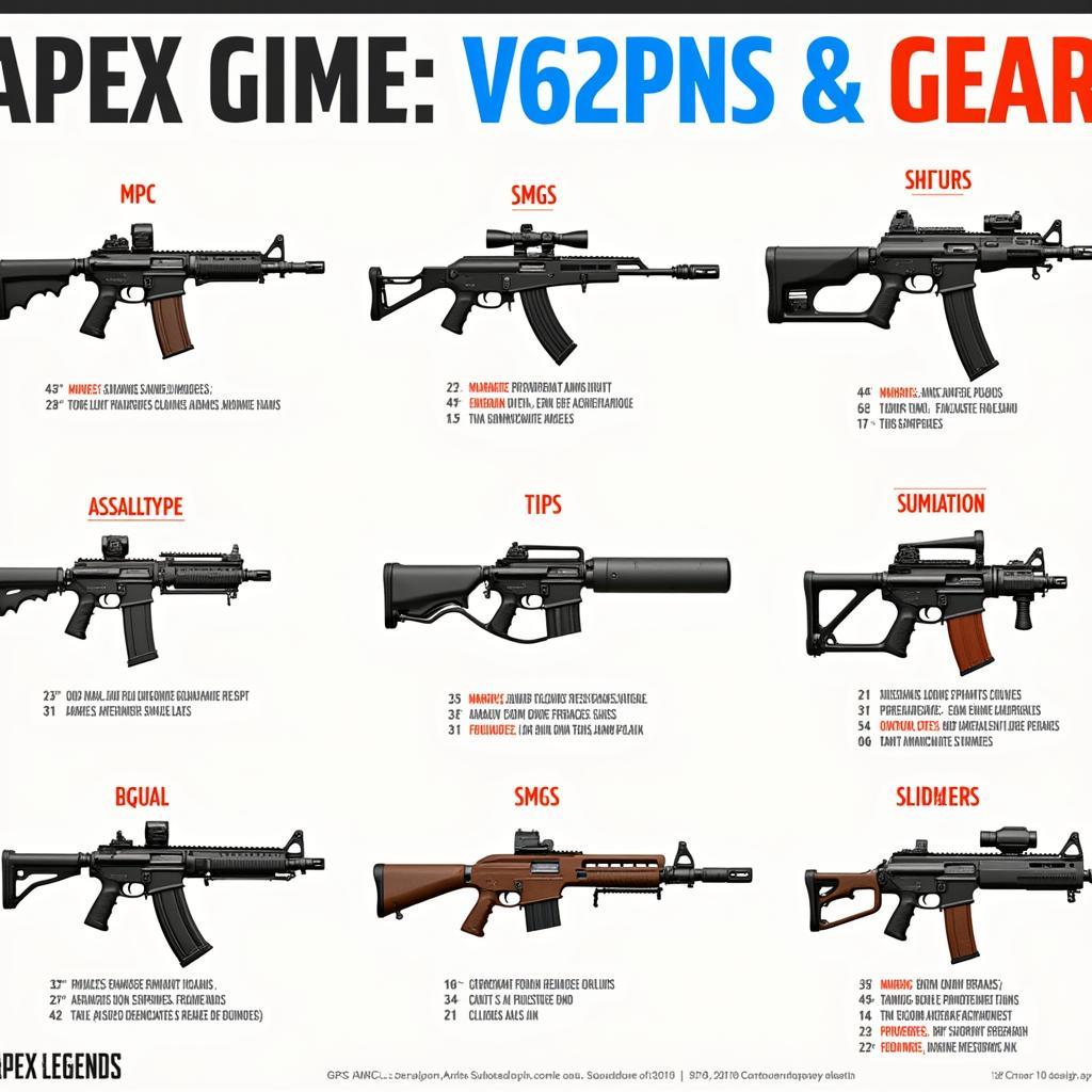 Different weapons and gear in Apex Legends