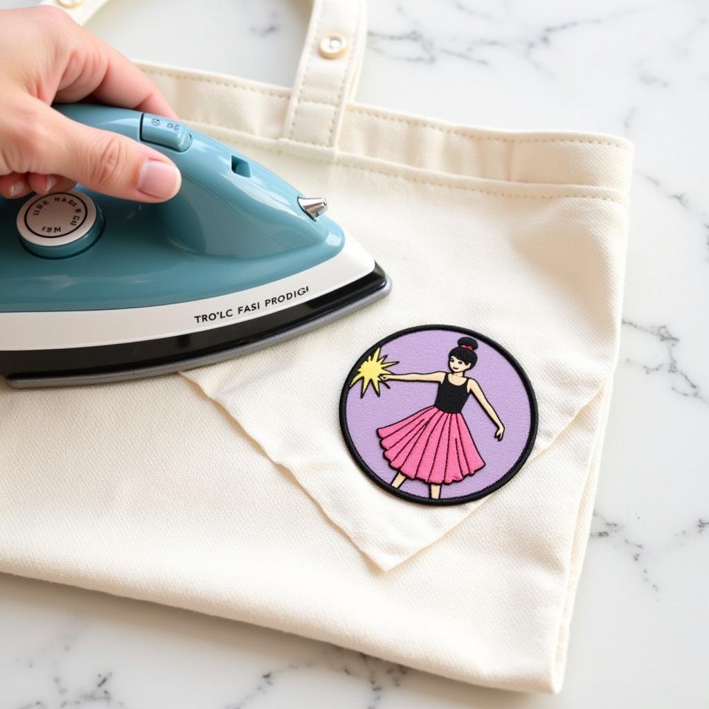 Applying an Iron On Patch to a Dance Bag