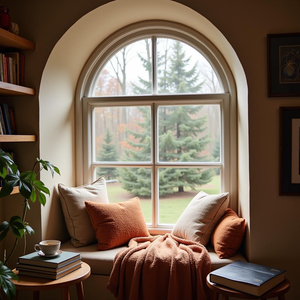 Cozy Reading Nook with Arch Window Seat