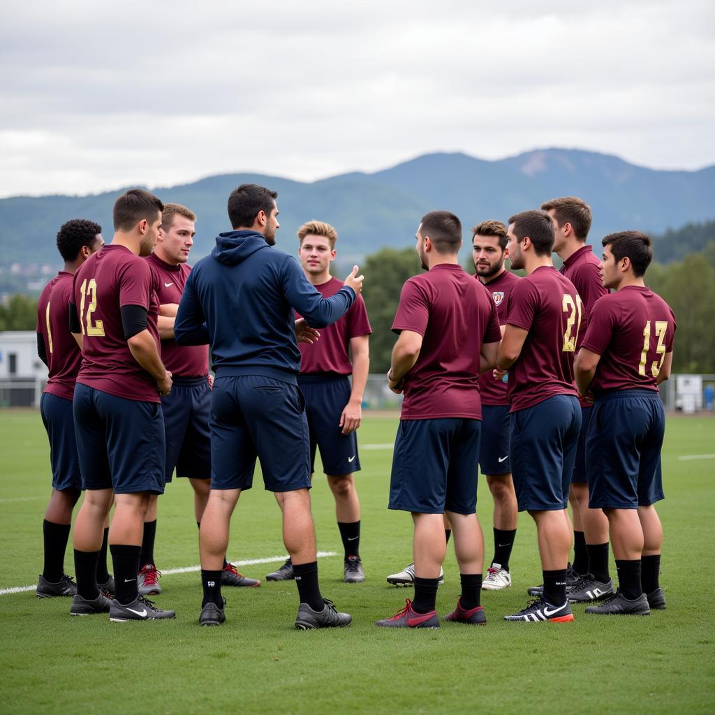 Arm Football Team Huddle