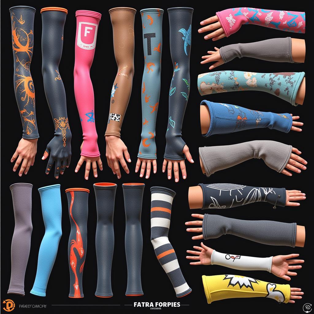 Various arm sleeve designs and colors