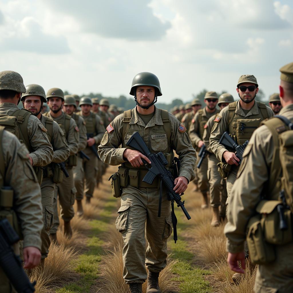 Army Captain Leading Troops