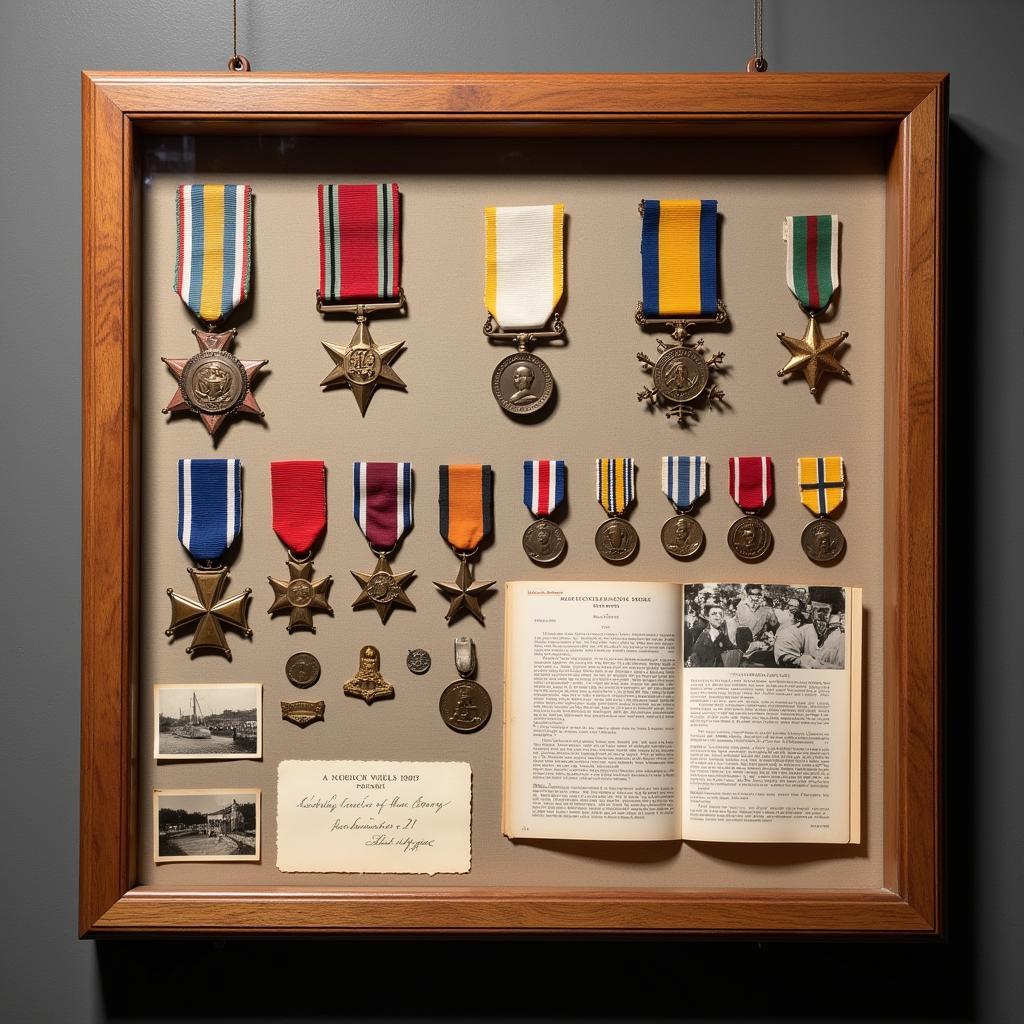 Arranging Military Medals in a Display Case