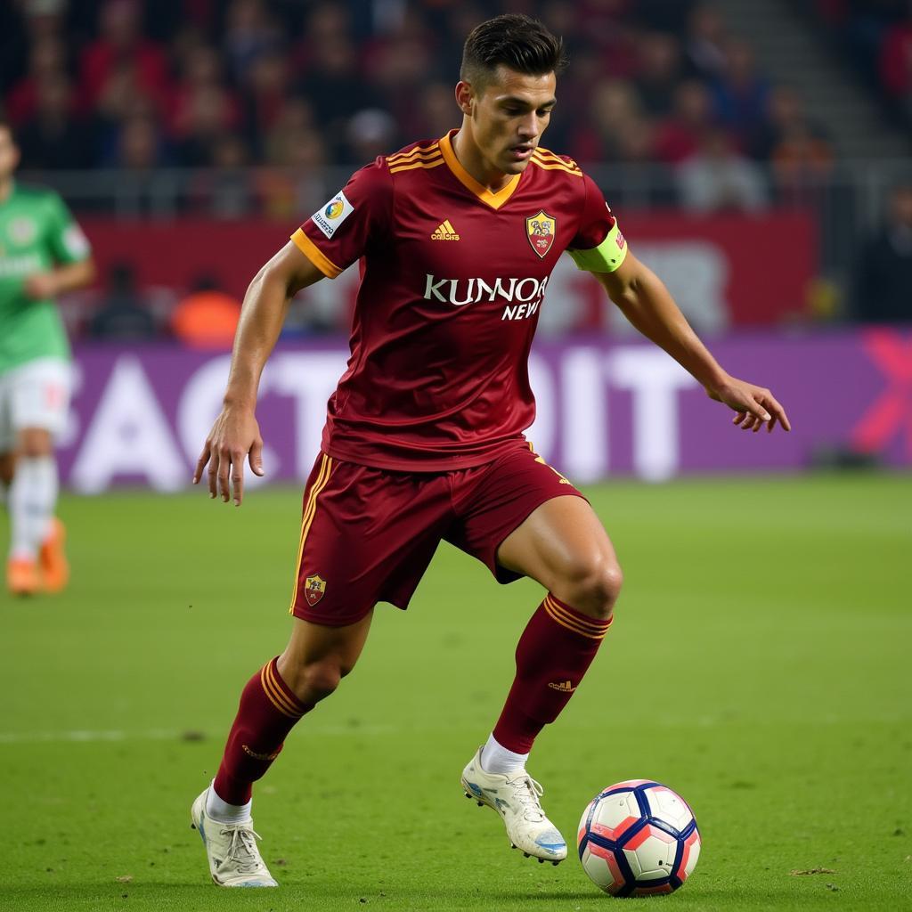 AS Roma forward creating a scoring opportunity against Hellas Verona