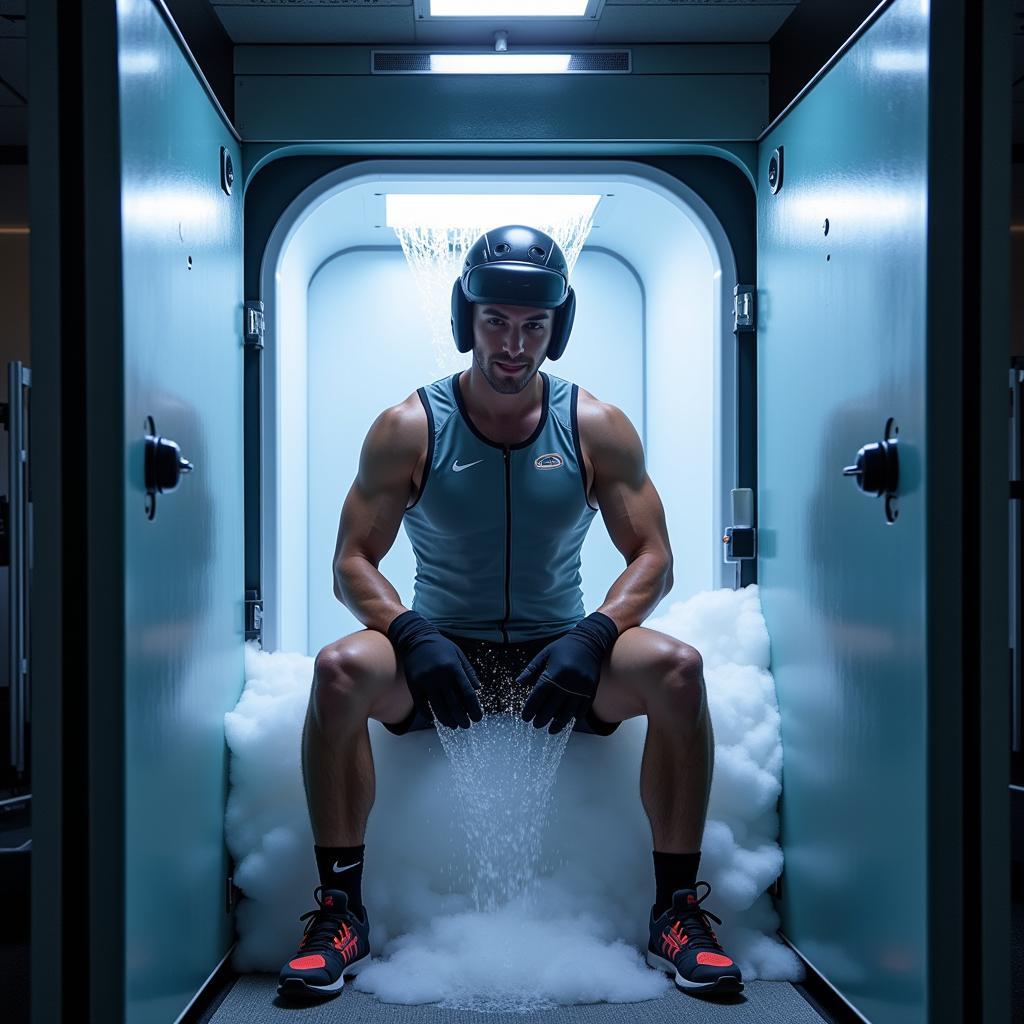 Athlete Using Cryotherapy Chamber