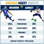 Fantasy Football Comparison of Brandon Aubrey and Jake Elliott