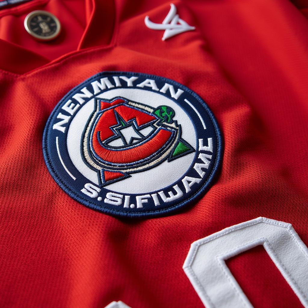 Close-up of an authentic anniversary jersey showing details