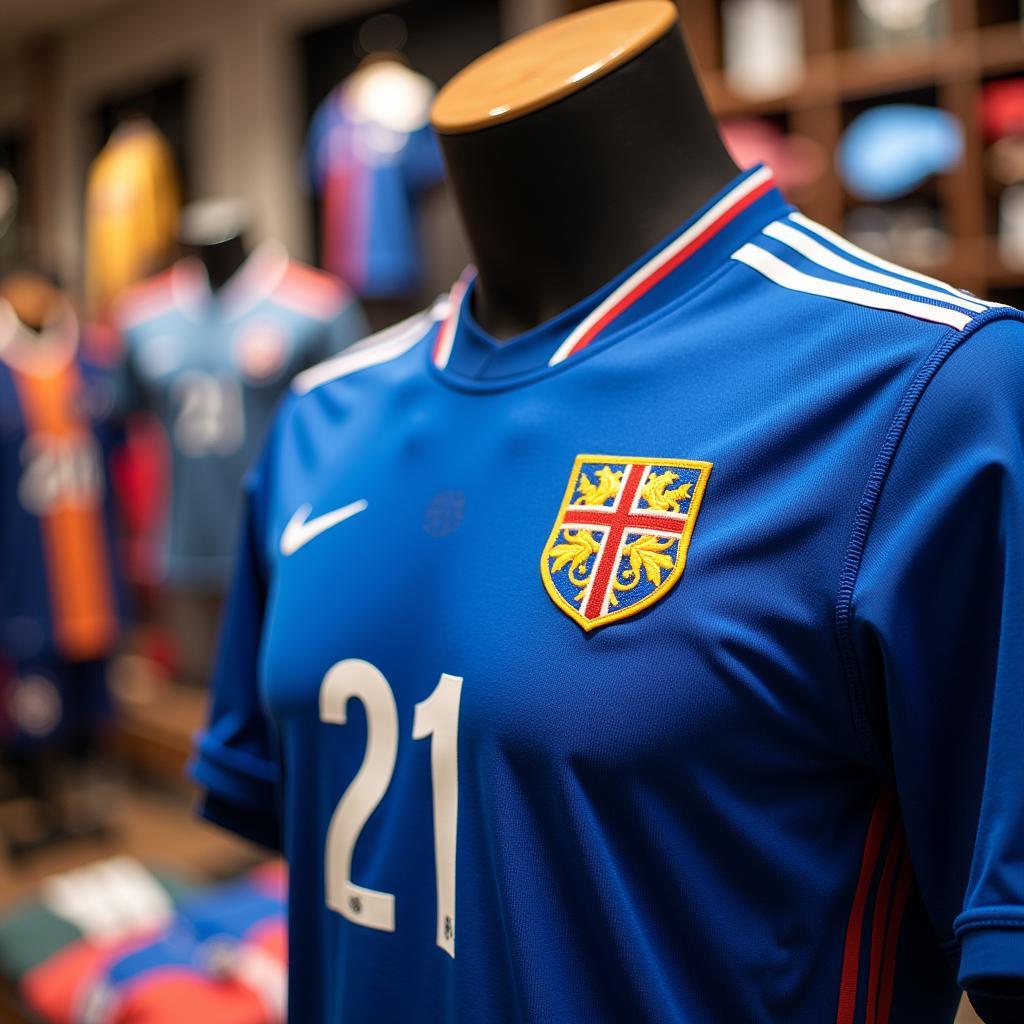 Authentic Iceland National Jersey on Display in a Retail Store