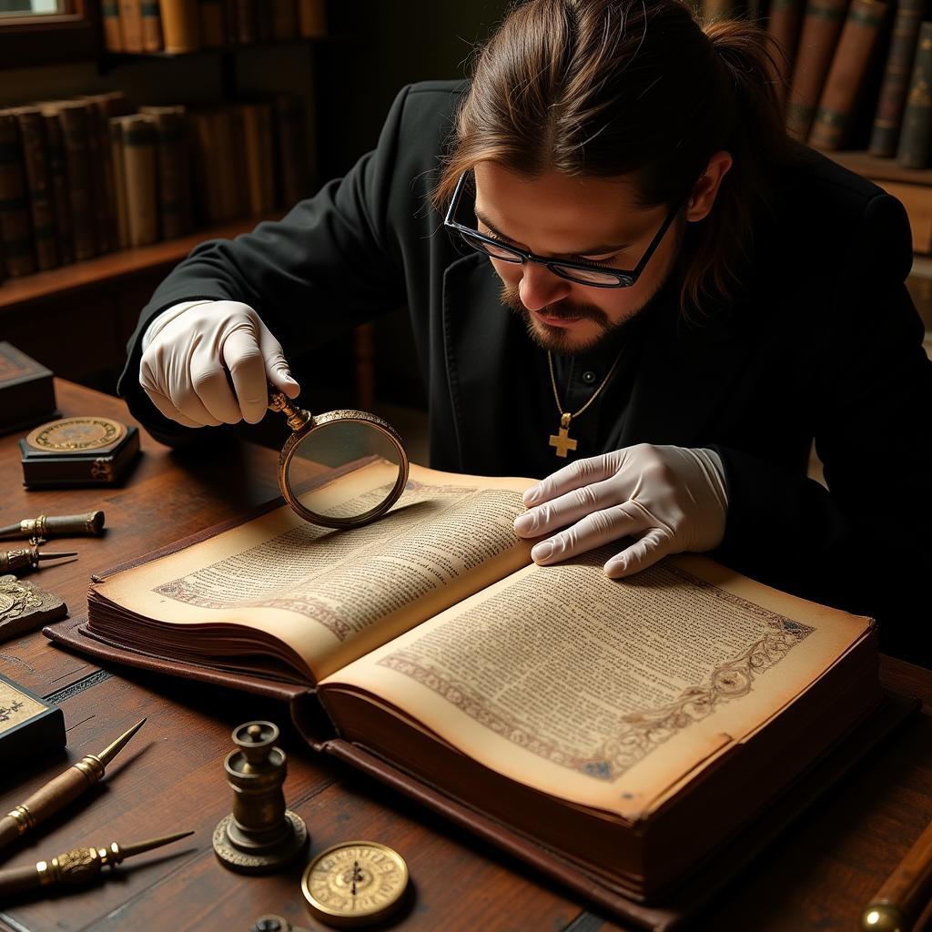 Expert Examining Antique Magic Items