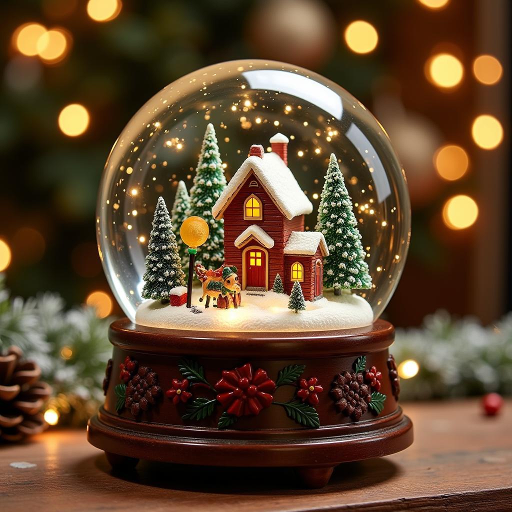 Automatic Snow Globe with Integrated Music and Lights