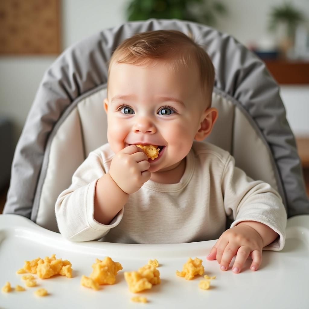 Baby Self-Feeding in High Chair