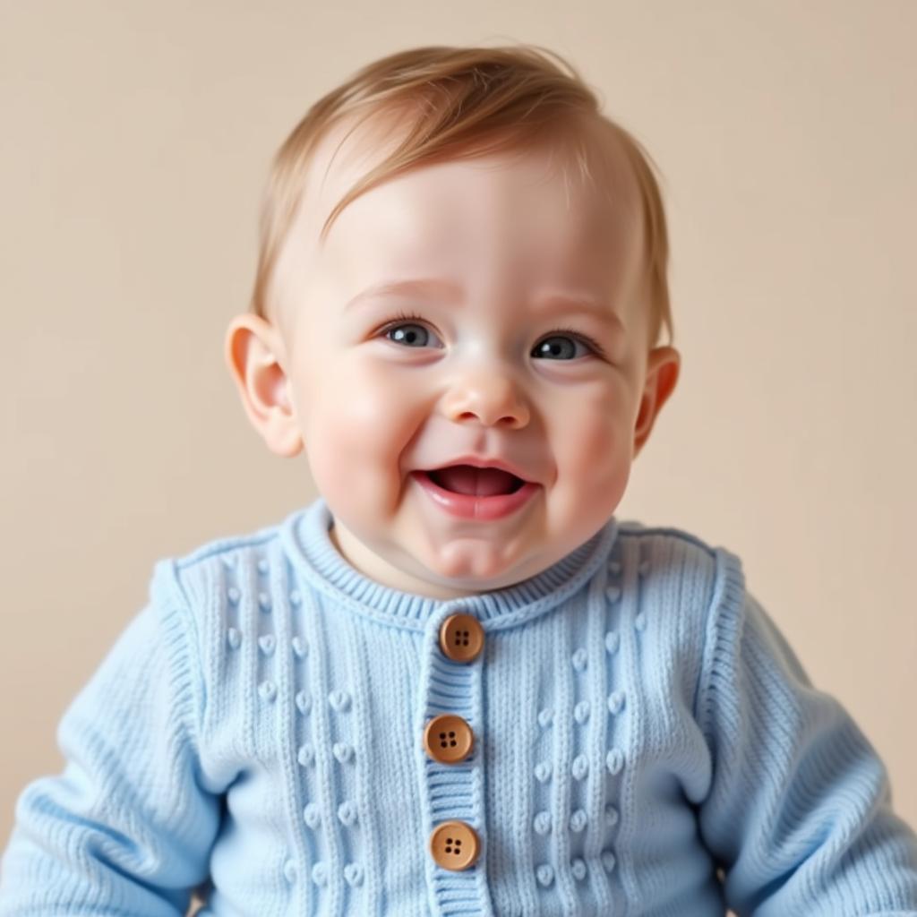 Baby wearing a knitted onesie