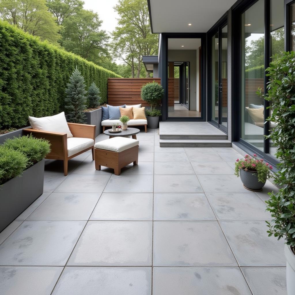 Modern Backyard Patio with Porcelain Tiles