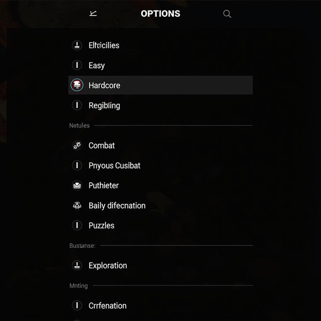 In-game menu showcasing balanced difficulty options